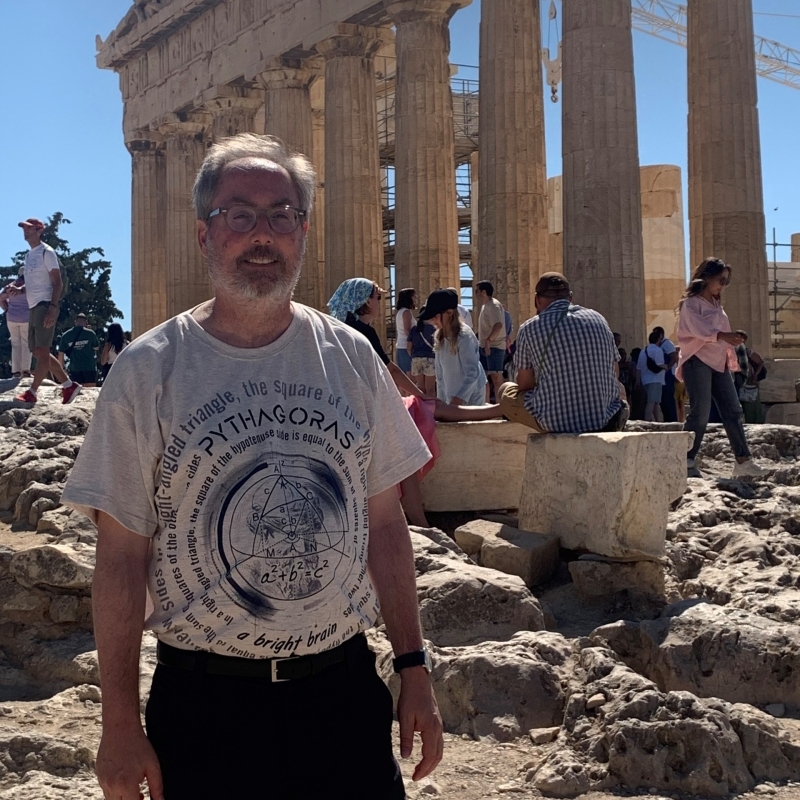 Bob standing in front of Parthenon. 